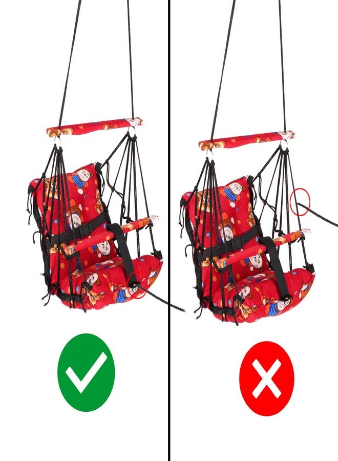 BOFFLE Cotton Baby Swing Chair Hanging Jhula for 6 Month to 2 Years Kids with 15 kg Capacity and Safety Belt (A) - Image 3